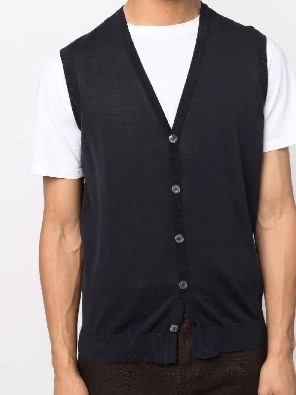 Navy Cotton Vest - Image 5