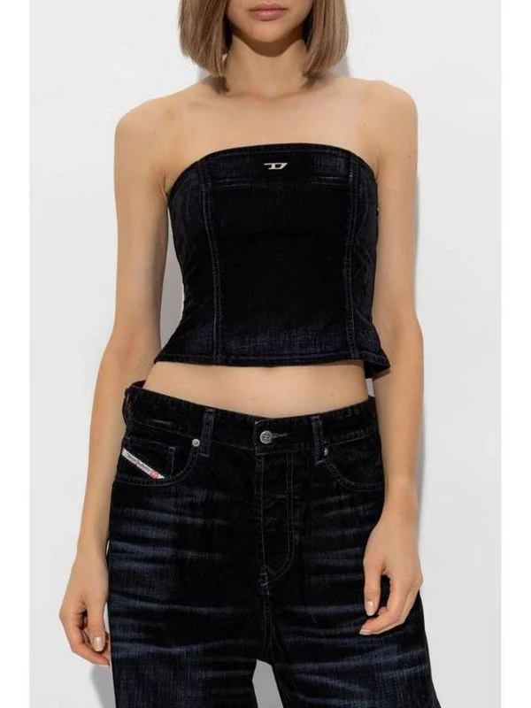 D Metal Logo Embellished Tube-Top - Image 2