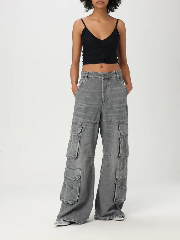 Cargo Pocket Detail Denim Pants - Image 2