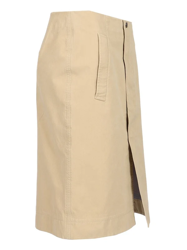 Slit Detail Cotton Midi Skirt - Image 3