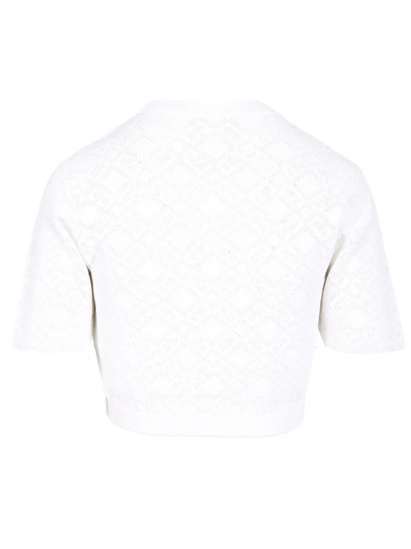 Monogram 72 Jacquard Crop Short Sleeve Sweater - Image 2
