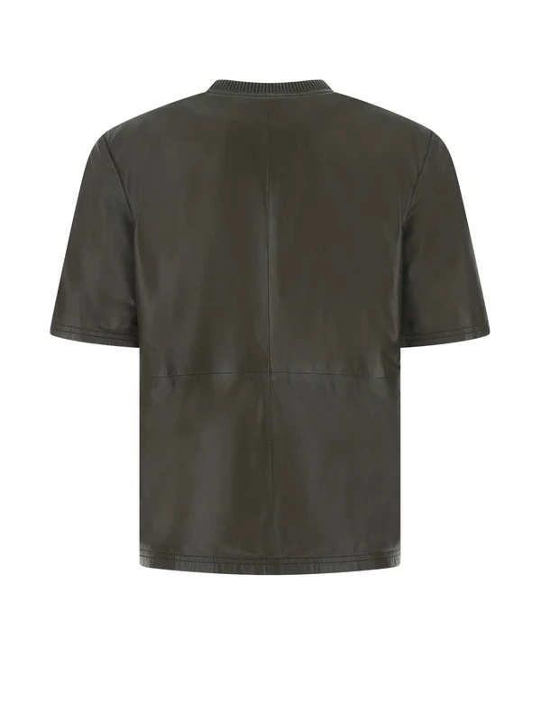 Crewneck Leather Short Sleeve T-Shirt - Image 2