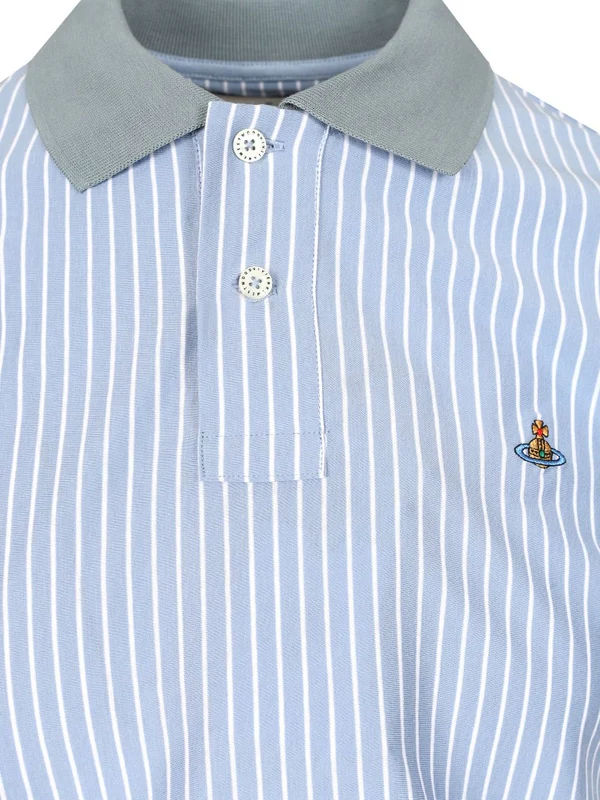 Embroidered Logo Stripe Polo Shirt - Image 3