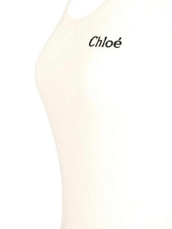 Embroidered Logo Rib Sleeveless Top - Image 4