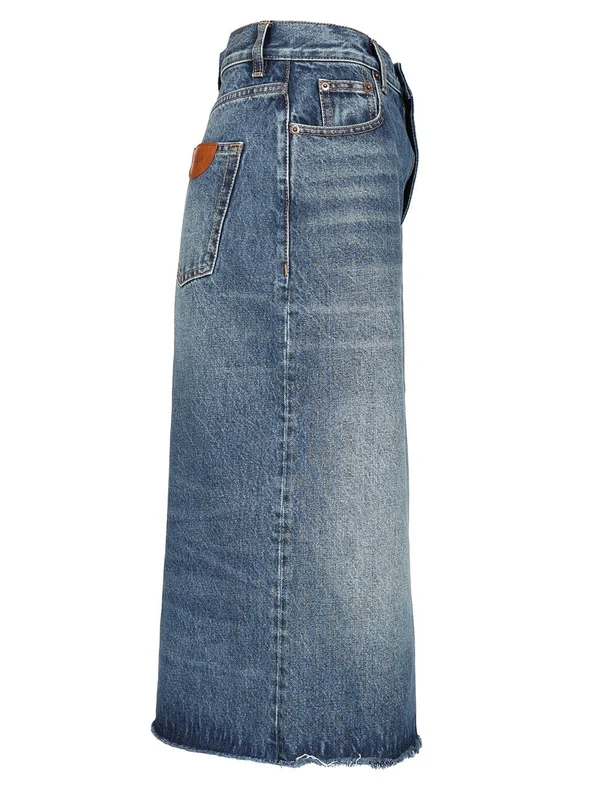 Back Logo Patch Cotton Denim Shorts - Image 3