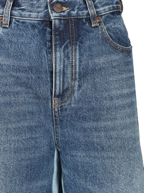 Back Logo Patch Cotton Denim Shorts - Image 4