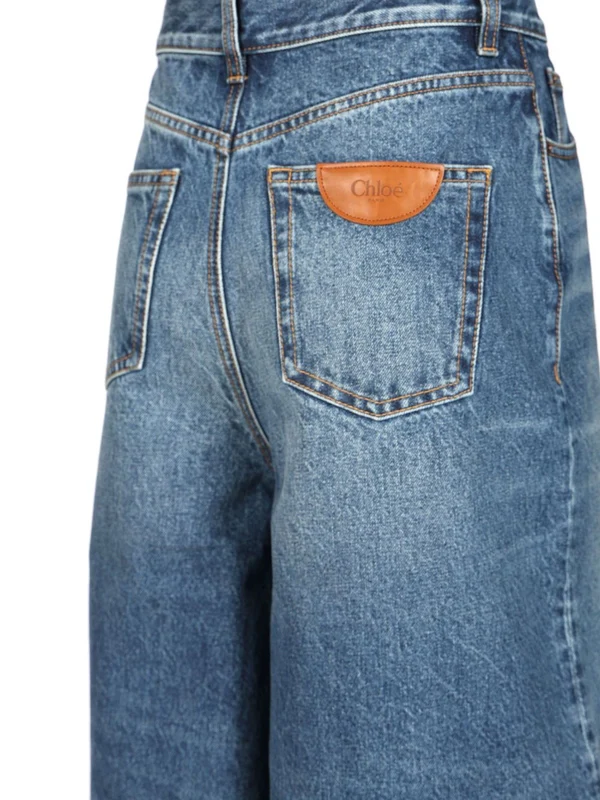 Back Logo Patch Cotton Denim Shorts - Image 5