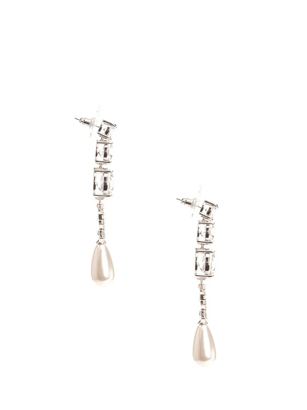 Crystal Pearl Drop Earrings - Image 2