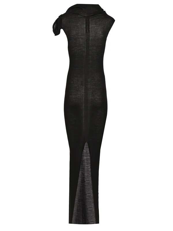 Asymmetric Light Wool Long Dress - Image 2