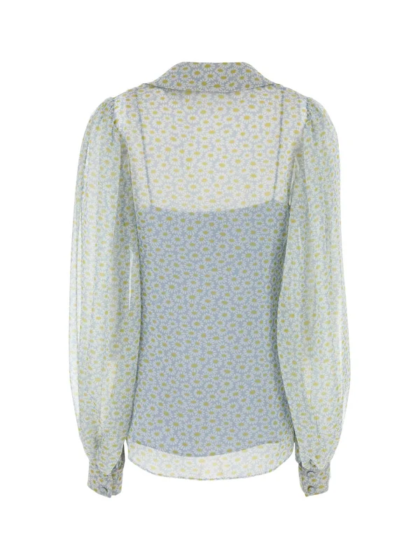 Flower Printing Silk Blouse - Image 2