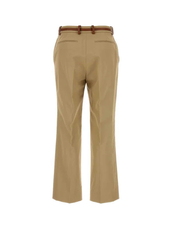 Horsebit Belt Ornament Cotton Pants - Image 2