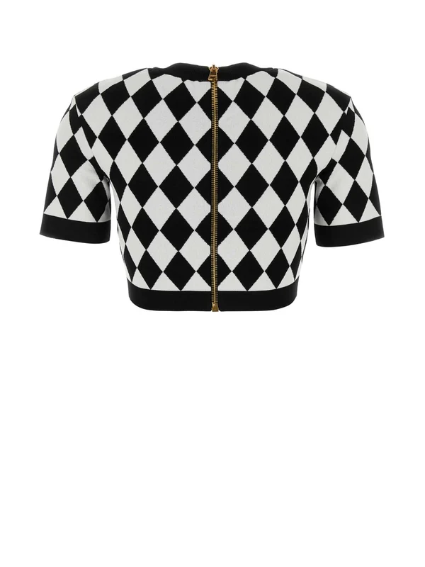 Diamond Pattern Short Sleeve Knit - Image 2