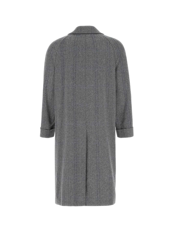 Herringbone Pattern Wool Cashmere Coat - Image 2