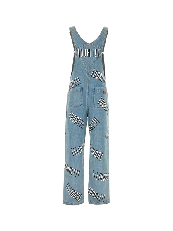 Printing Detail Denim Jumpsuit - Image 2