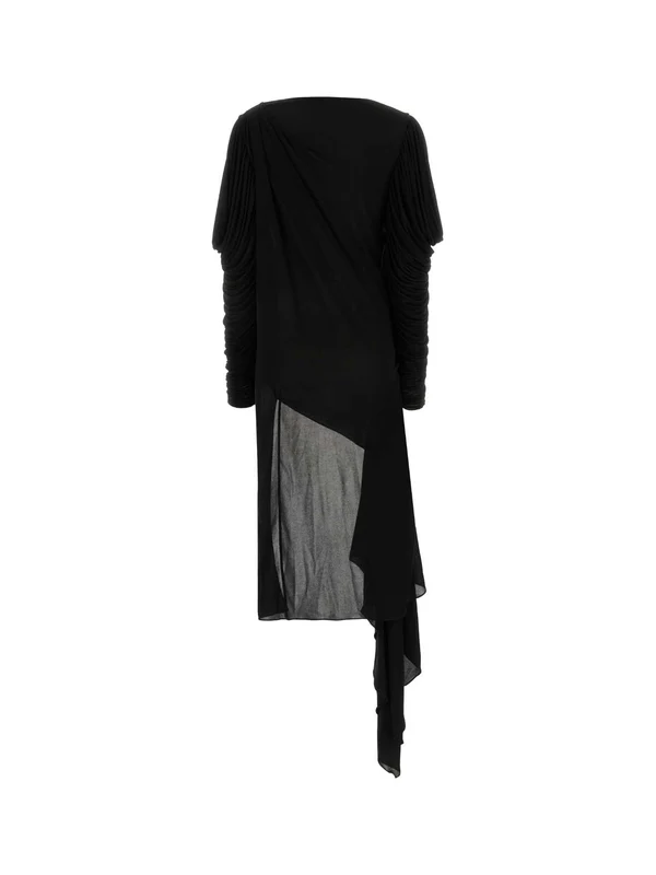 Black Asymmetric Crepe Dress - Image 2