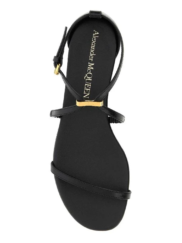 Metal Detail Leather Sandals - Image 3