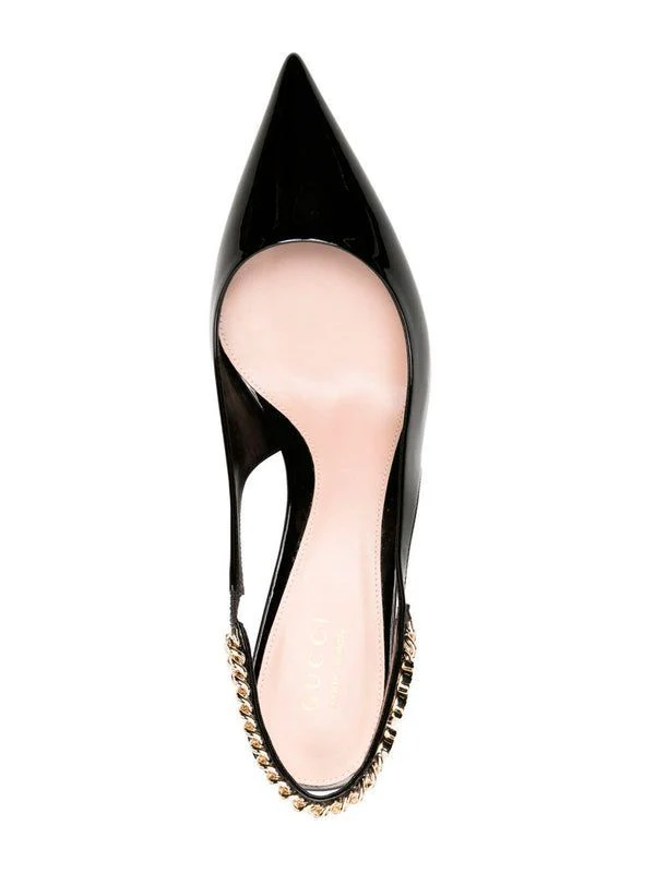 Signoria Chain Patent Leather Slingback
  Heels - Image 3