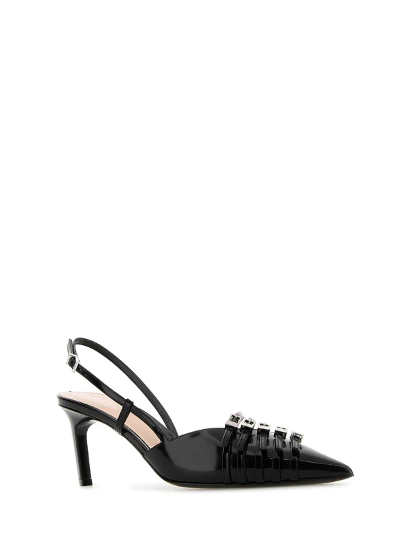 Buckle Strap Leather Sandals Heels - Image 2