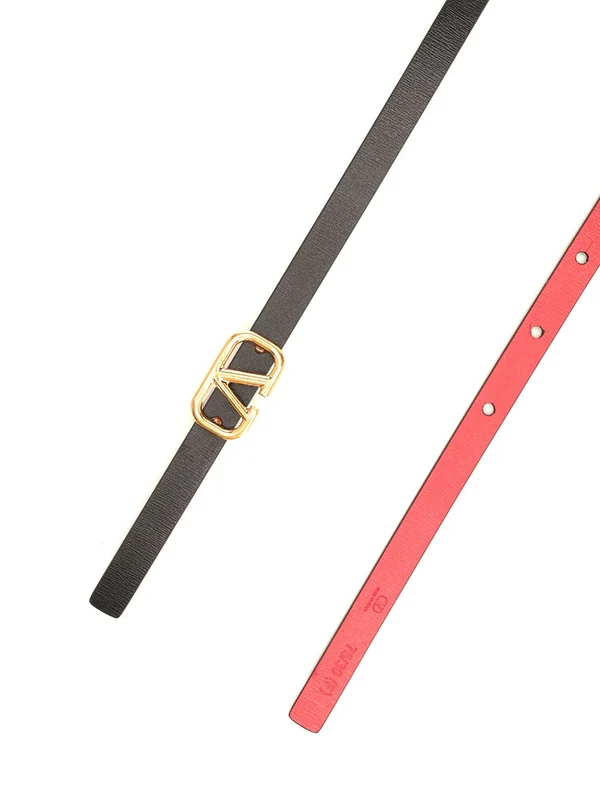 V Logo Reversible Leather Belt - Image 2