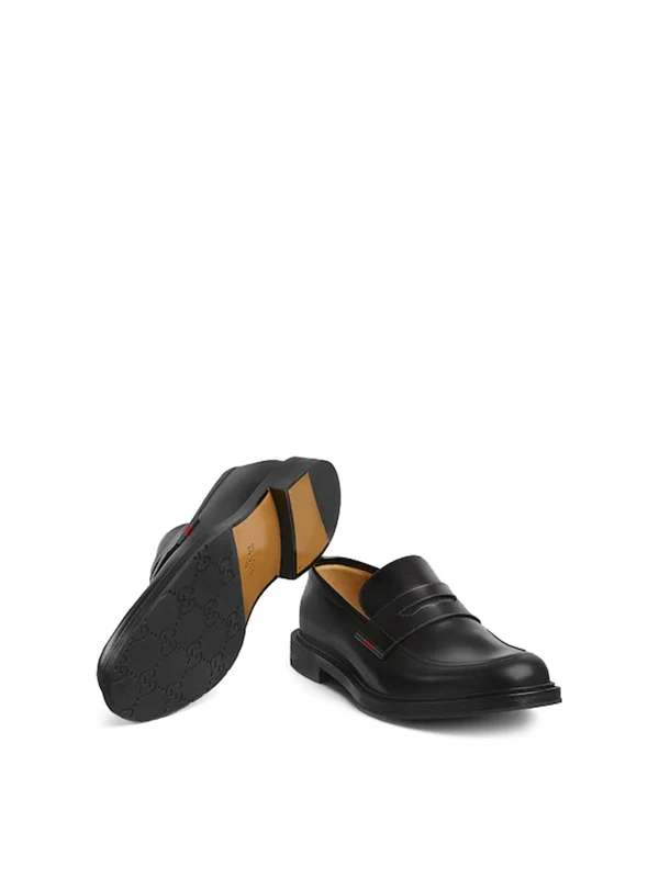Web Leather Penny Loafers - Image 2