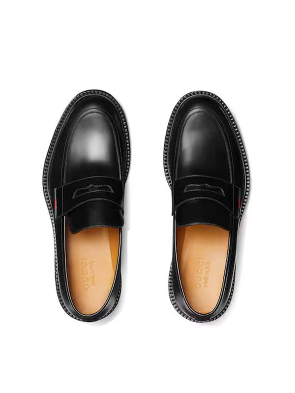 Web Leather Penny Loafers - Image 3