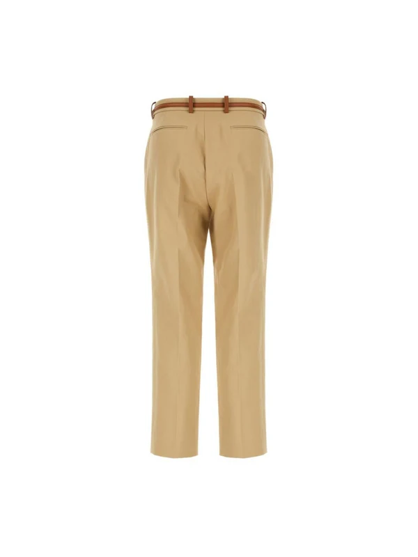 Horsebit Belt Detail Cotton Pants - Image 2