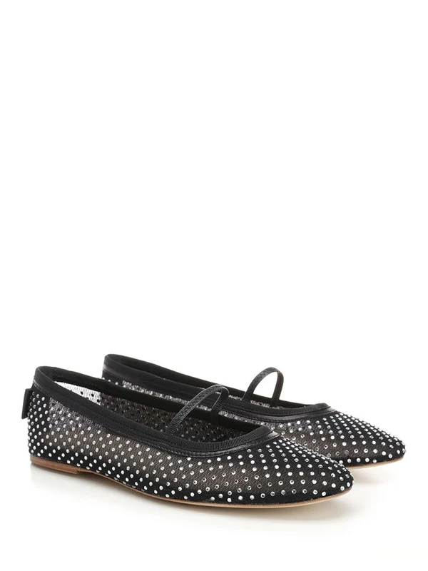 Swan Rhinestone Mesh Flat Shoes - Image 2