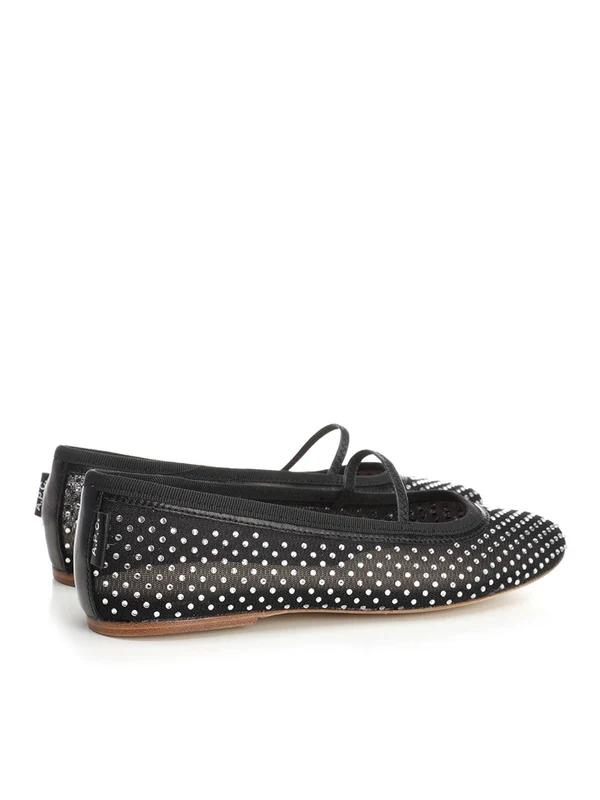 Swan Rhinestone Mesh Flat Shoes - Image 3