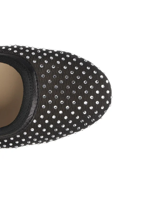 Swan Rhinestone Mesh Flat Shoes - Image 4