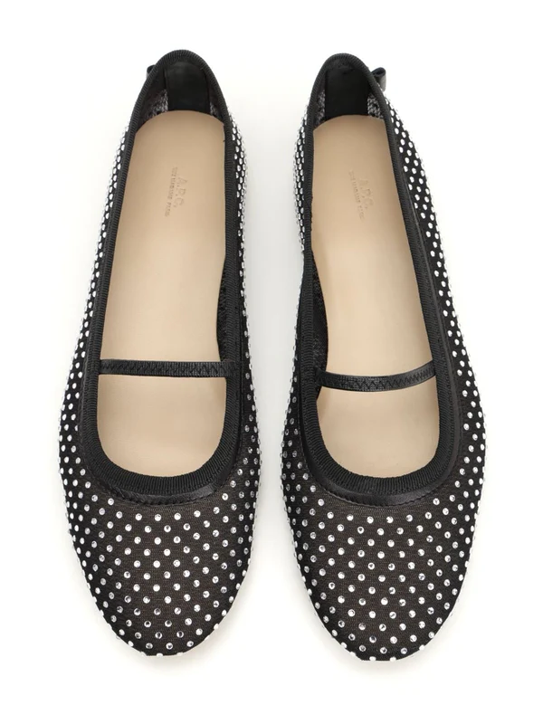 Swan Rhinestone Mesh Flat Shoes - Image 5