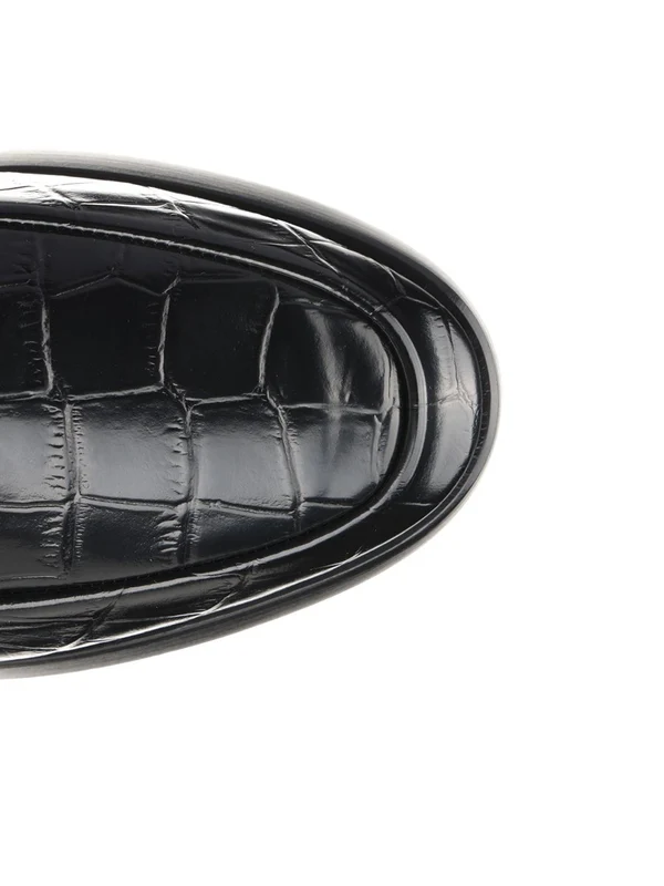 Croc-effect Leather Loafers - Image 4