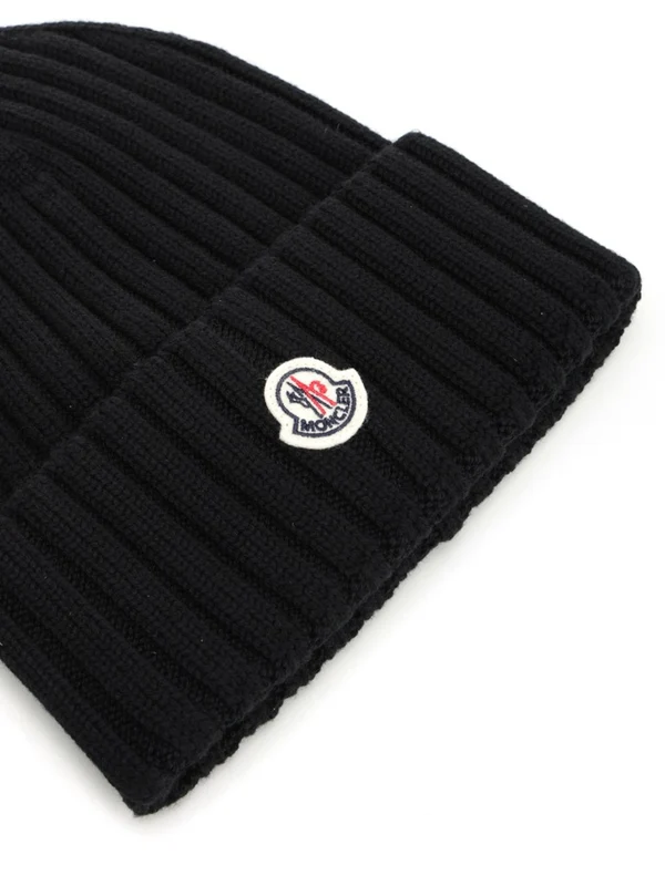 Logo Patch Wool Ribbed Beanie - Image 2