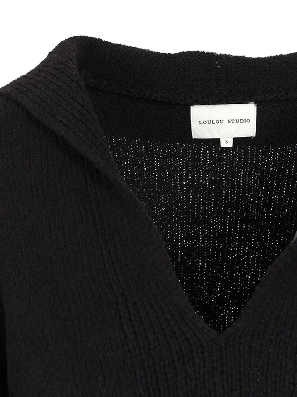 Bouclette V-neck Cotton Knit - Image 4