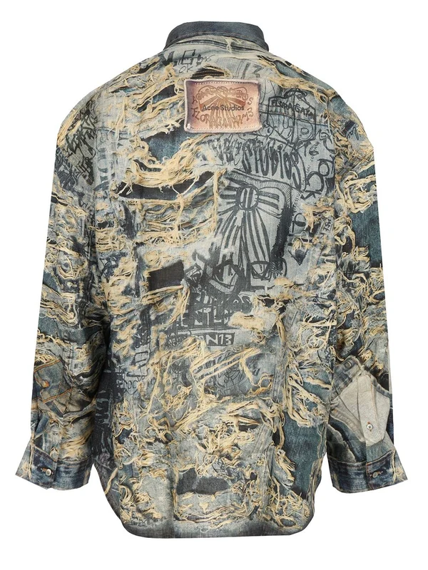 Printed Button-up Denim Shirt - Image 2