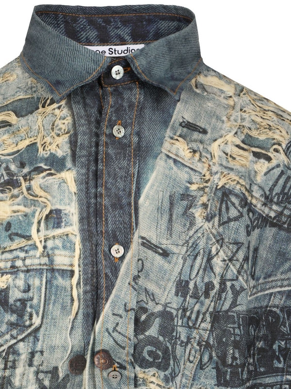 Printed Button-up Denim Shirt - Image 3