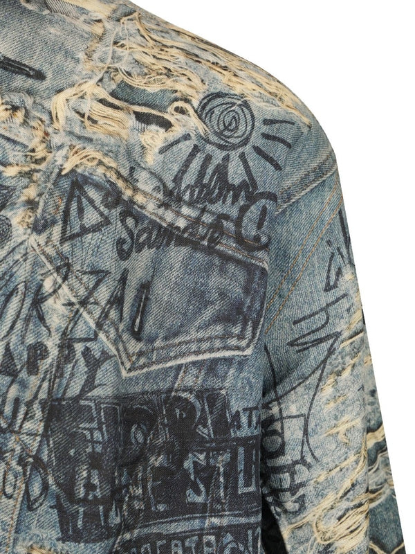 Printed Button-up Denim Shirt - Image 4