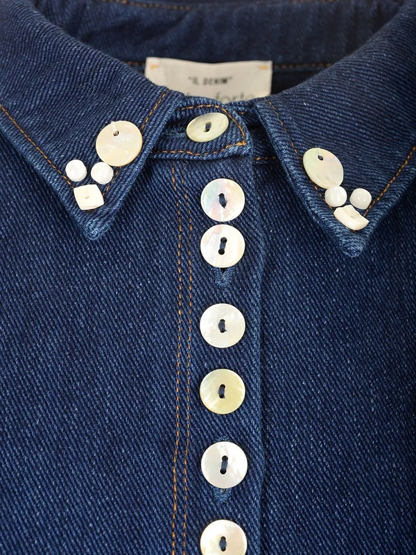 Cropped Denim Shirt - Image 4