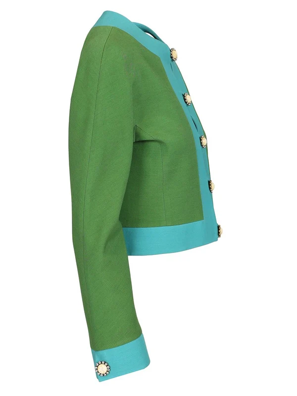 Cropped Wool Silk Jacket - Image 3