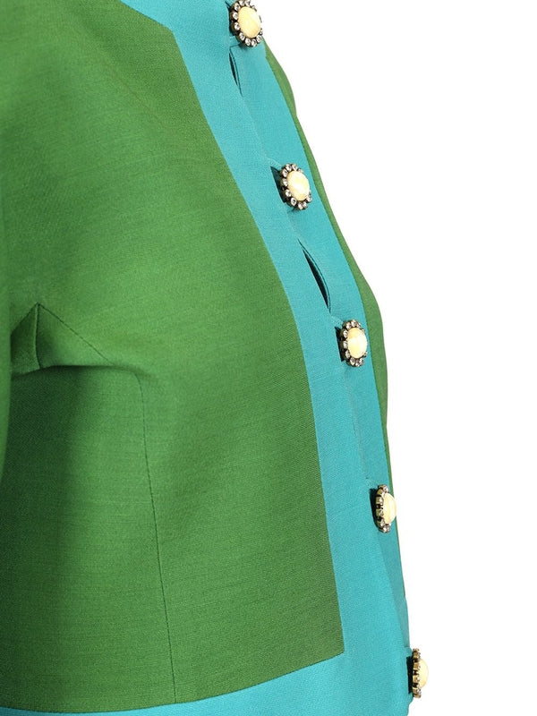 Cropped Wool Silk Jacket - Image 4