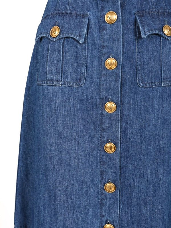 Ruffle Denim Midi Skirt - Image 4