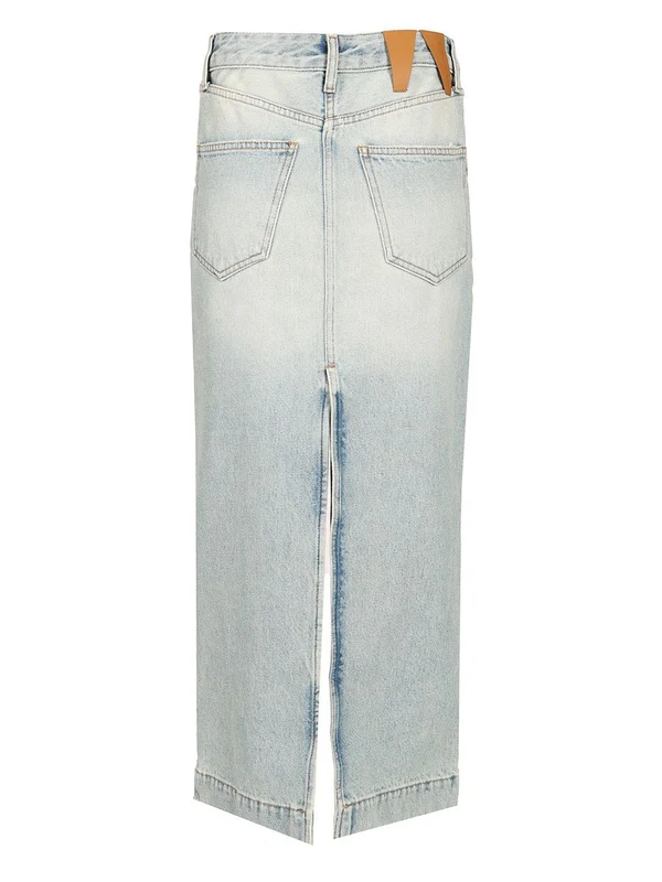 Slit Detail Denim Midi Skirt - Image 2