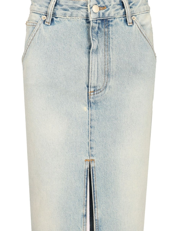 Slit Detail Denim Midi Skirt - Image 4