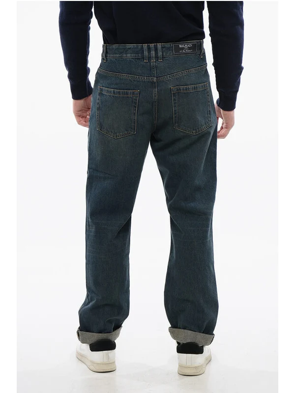 Balmain Navy Denim Pants - Image 2
