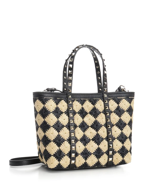 Small Rockstud Raffia Shoulder Bag - Image 2