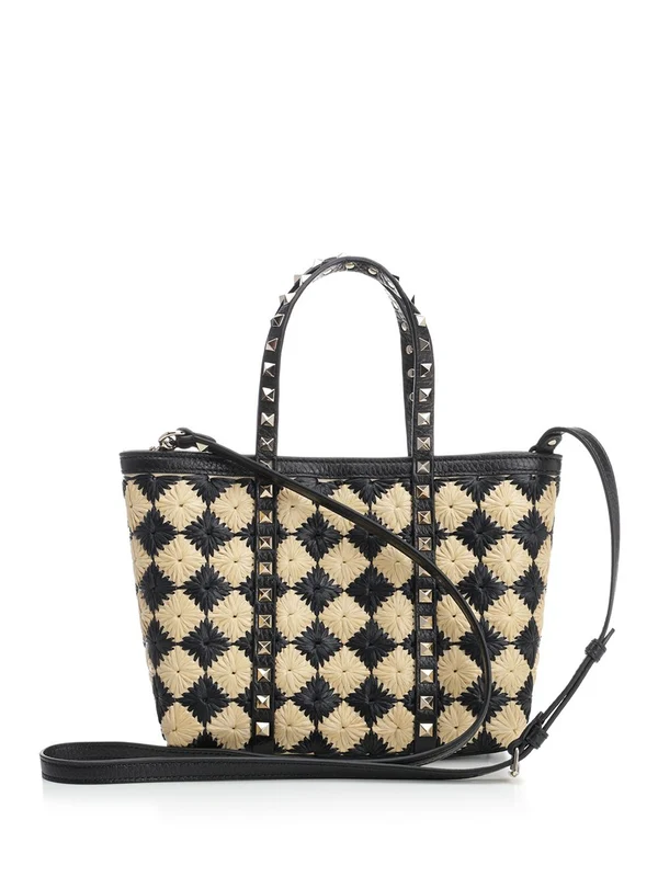 Small Rockstud Raffia Shoulder Bag - Image 3