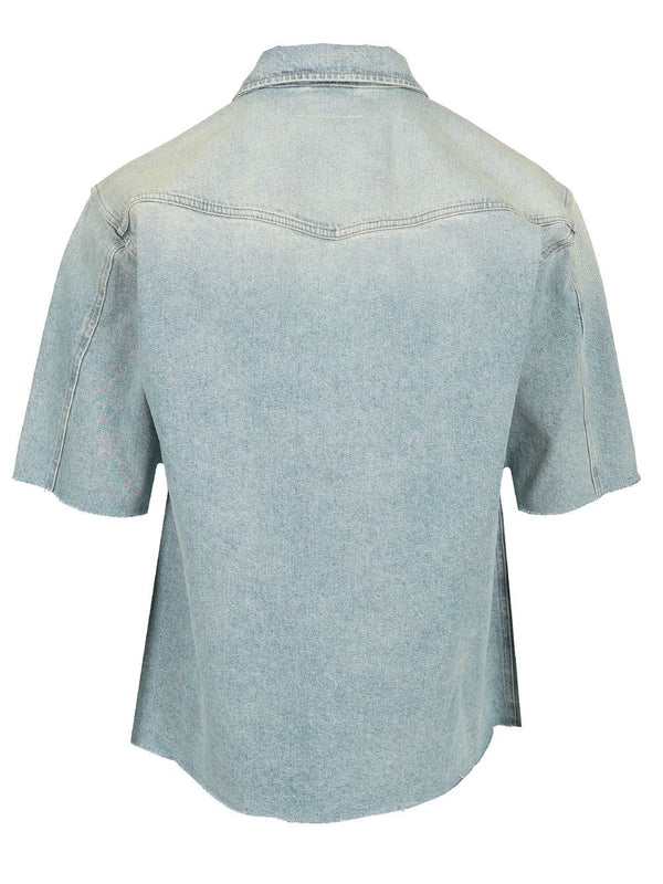 Embroidered Logo Short-sleeve Denim Shirt - Image 2