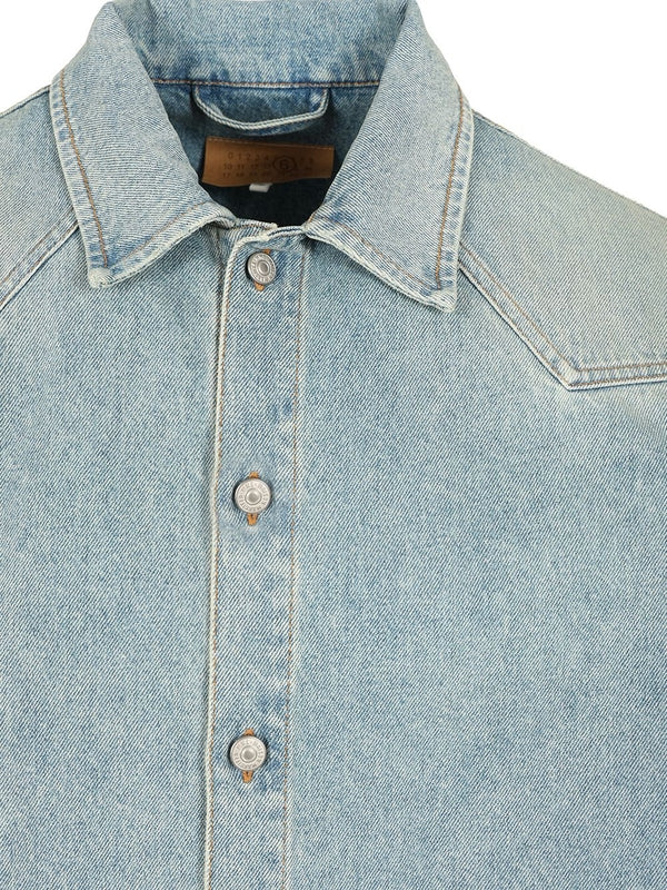 Embroidered Logo Short-sleeve Denim Shirt - Image 3