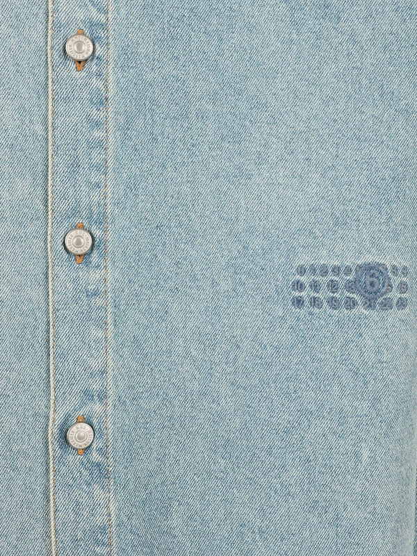 Embroidered Logo Short-sleeve Denim Shirt - Image 4