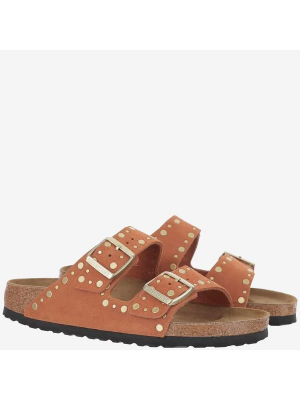 Stud Double Buckle Suede Sandals - Image 3