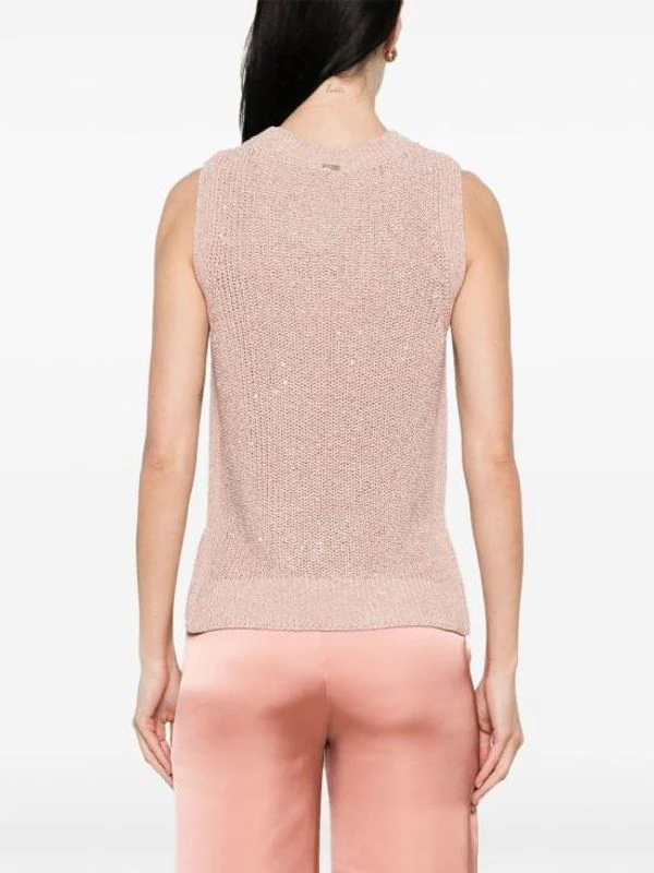 Semi-Sheer Sleeveless Knit Vest - Image 2